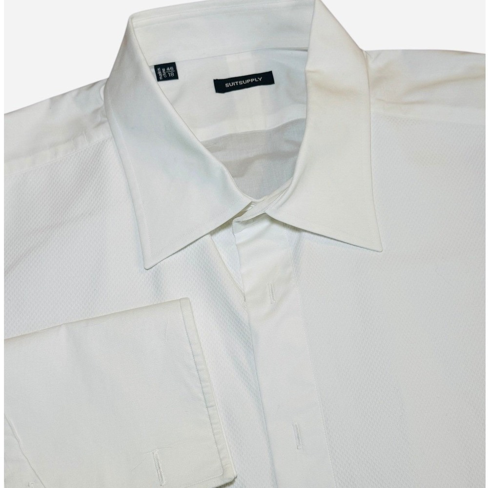 SUITSUPPLY White Tuxedo Shirt Men's 46/18 Long Sleeve‎ Cotton French Cuffs